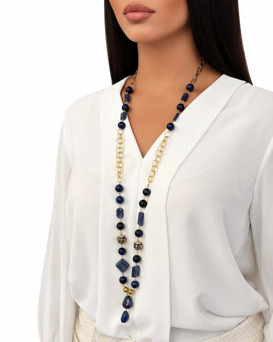 Collana con Lapislazzuli e Occhio di Tigre Blu