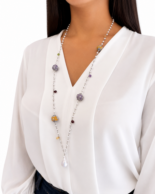 Collana con Tormaline e Perle