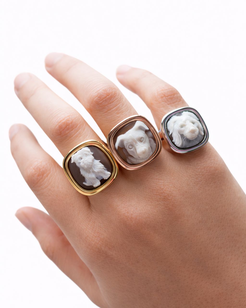 Anello Animali in Argento e Cammeo Personalizzato con incisione