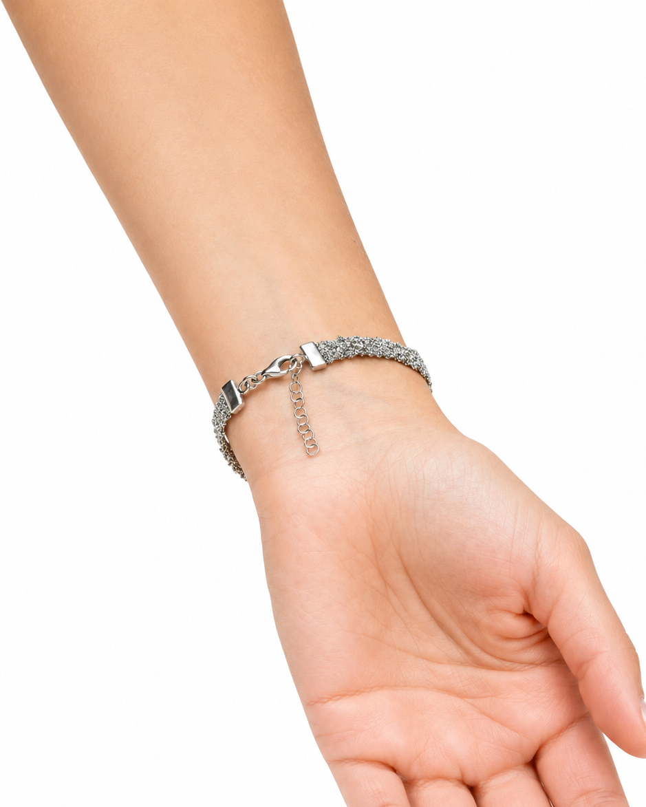 Bracciale fatto a mano in argento 925 Rodio 0,5 cm