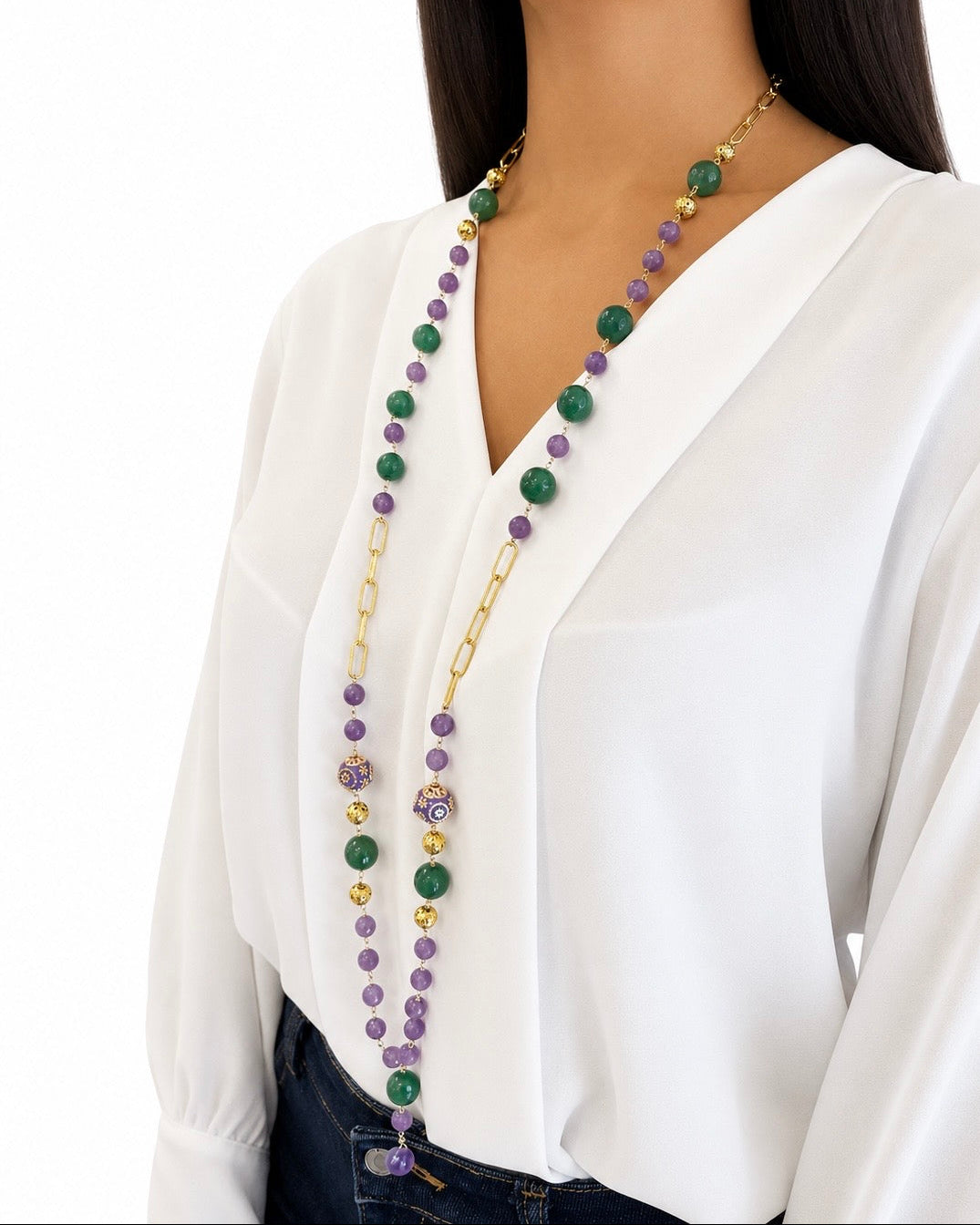 Collana con Ametista e Agata colorata