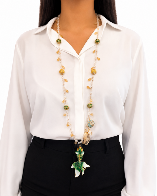 Collana con Citrino e pendente Pesce