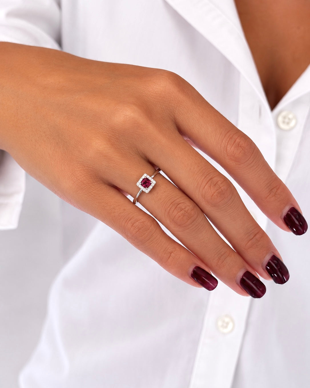 Anello in Argento 925, Rubino e Diamanti Lab Grown