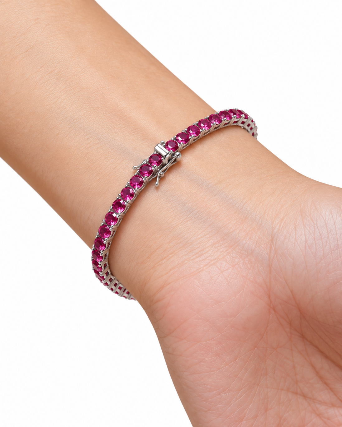 Bracciale Tennis Fucsia chisura di alta gioielleria