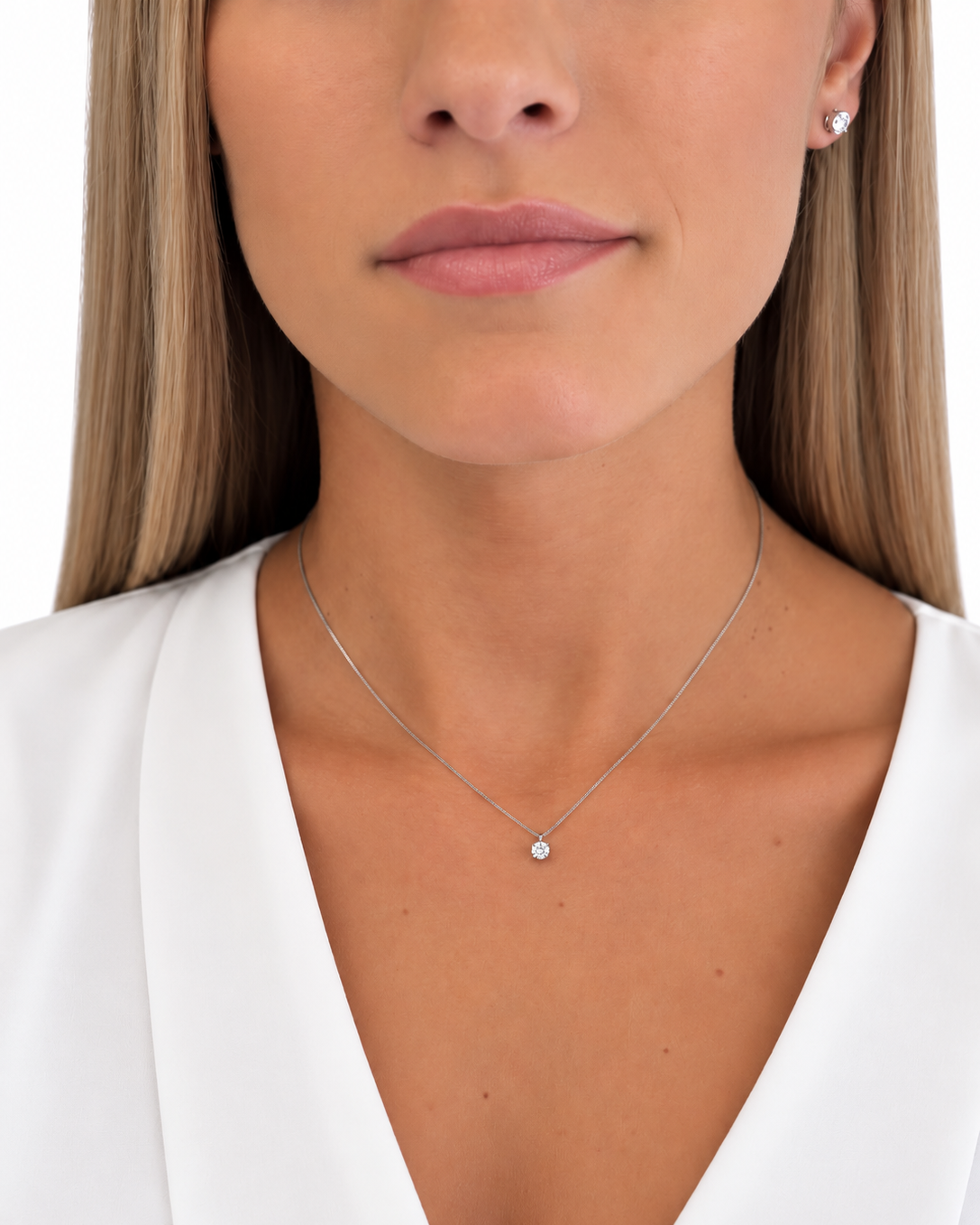 Girocollo Punto Luce Small in Argento 925 e Diamanti Lab Grown