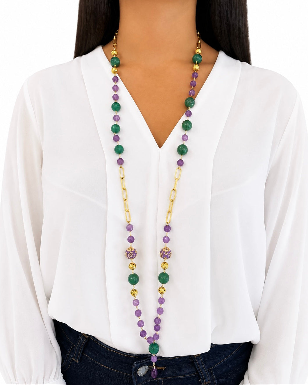 Collana con Ametista e Agata colorata