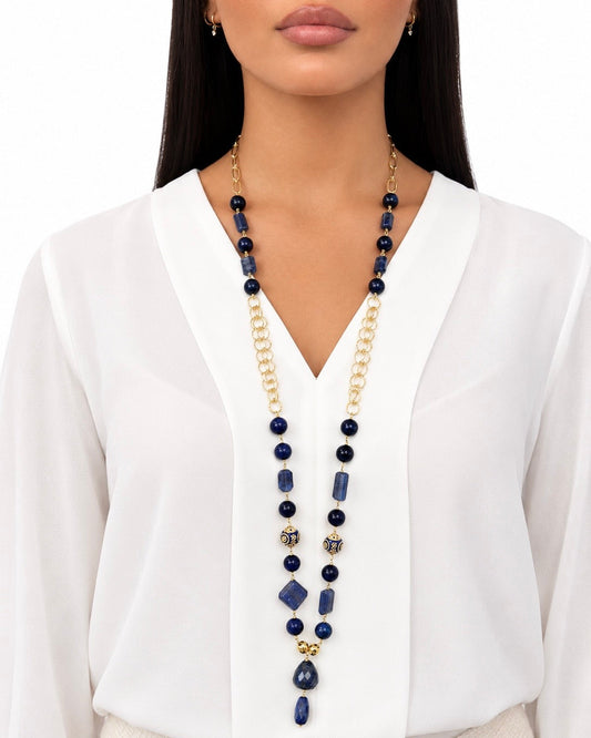 Collana con Lapislazzuli e Occhio di Tigre Blu