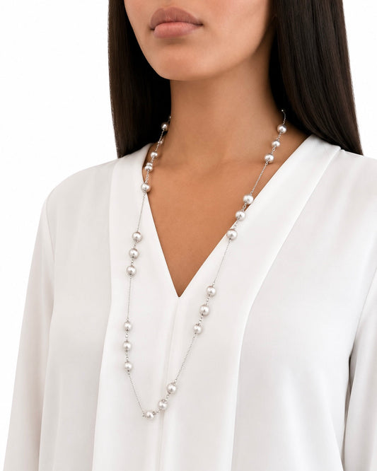 Collana in Argento 925 rodio e Perle