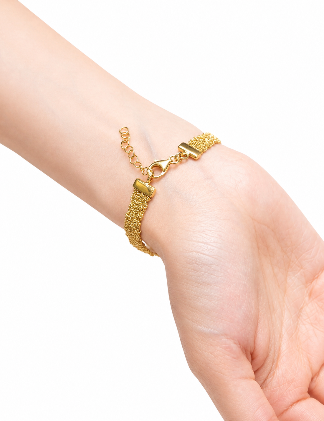Bracciale fatto a mano in argento 925 placcato oro giallo 0,5 cm