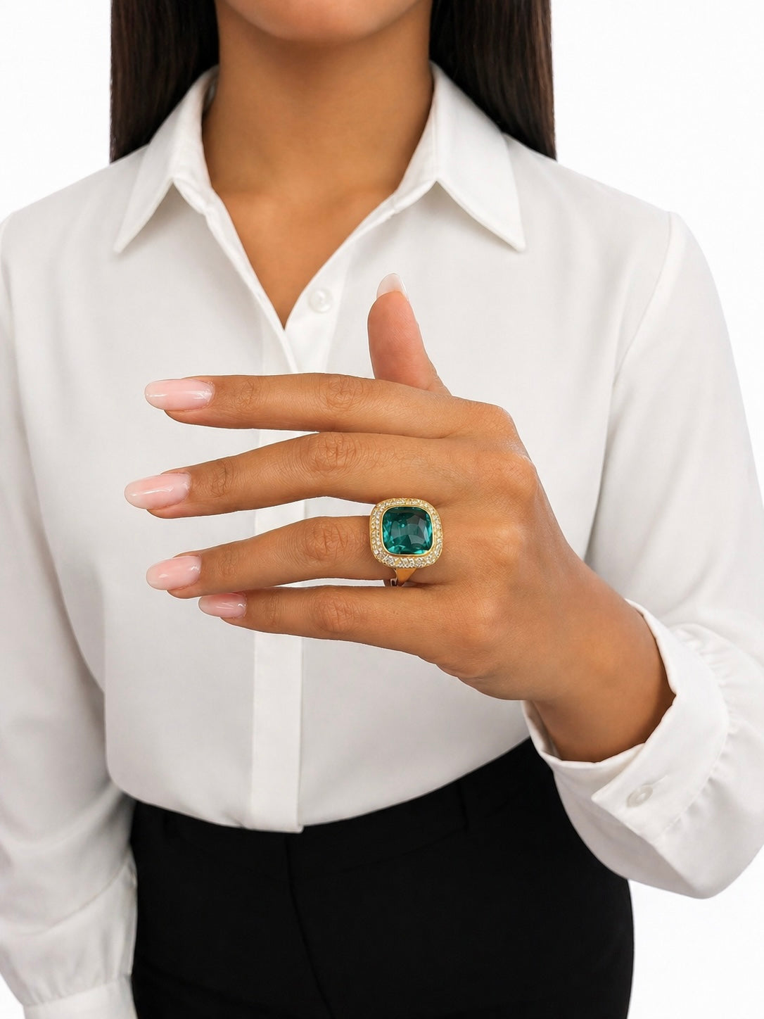 Anello Nadia con zircone verde