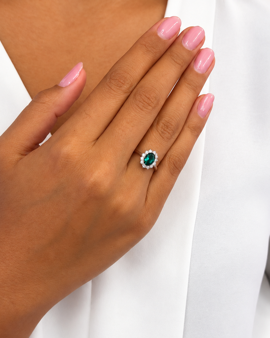 Anello Margherita Verde in Argento 925