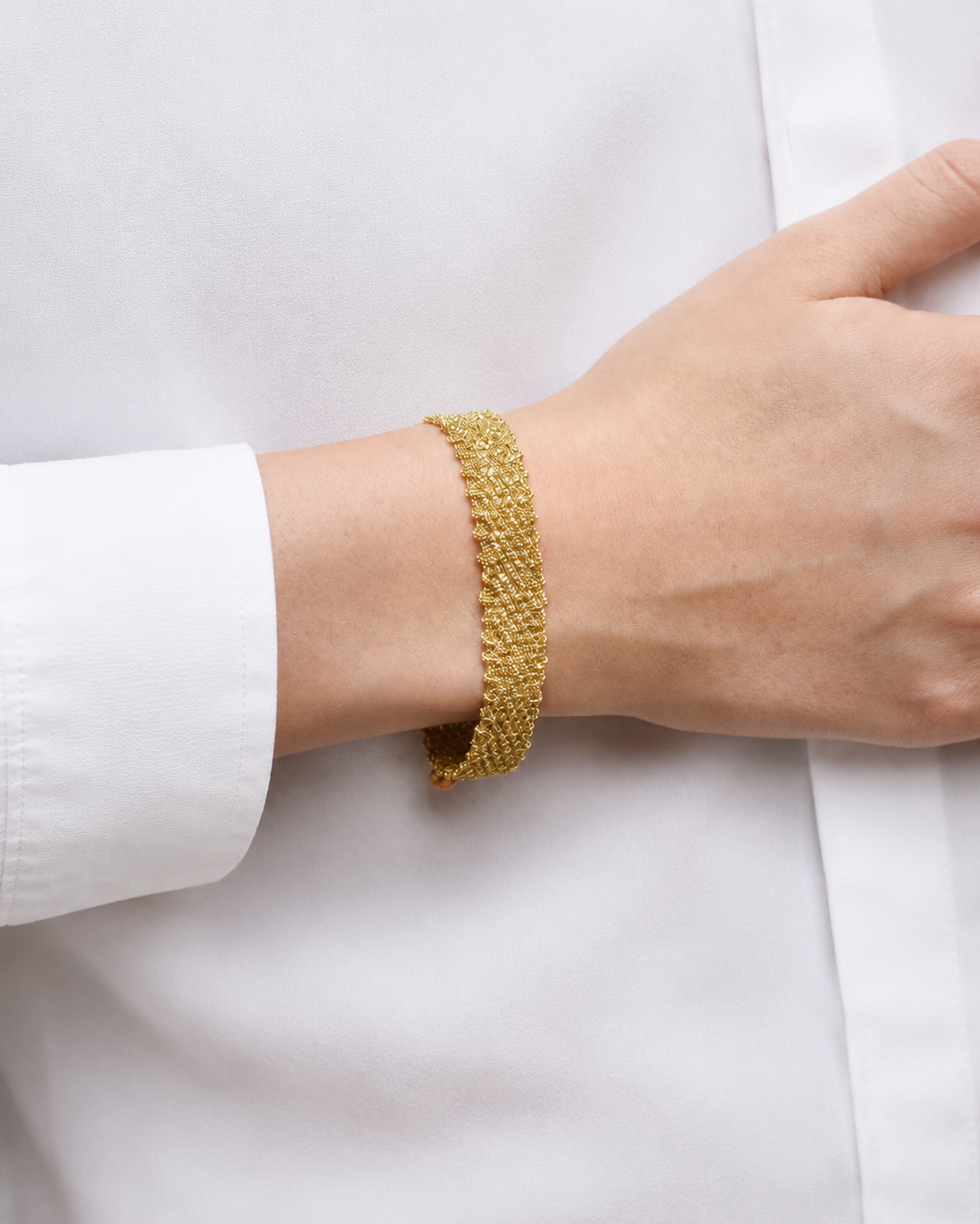 Bracciale fatto a mano argento 925 placcato oro giallo 1 cm