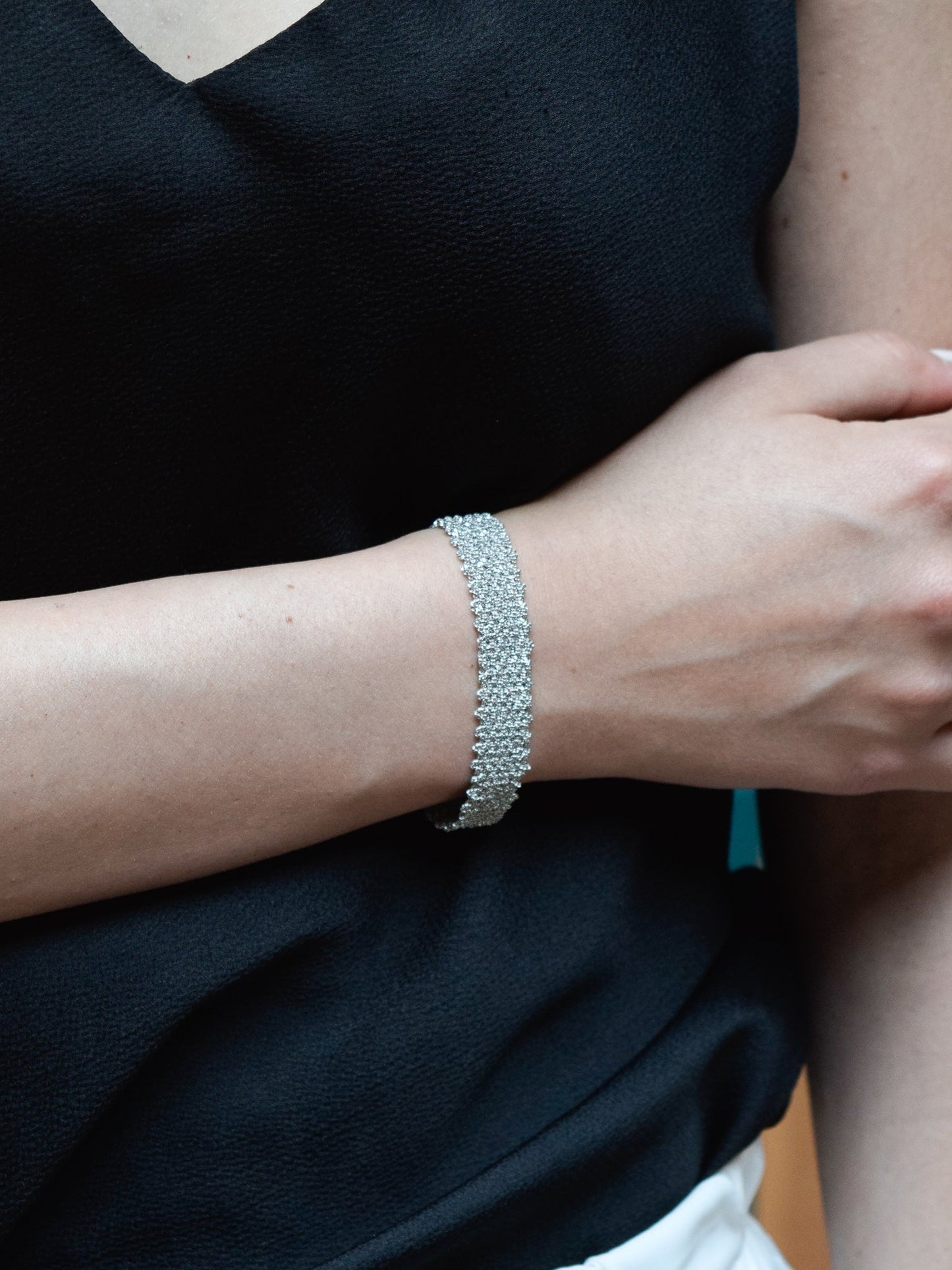 Bracciale fatto a mano argento 925 rodio 1 cm