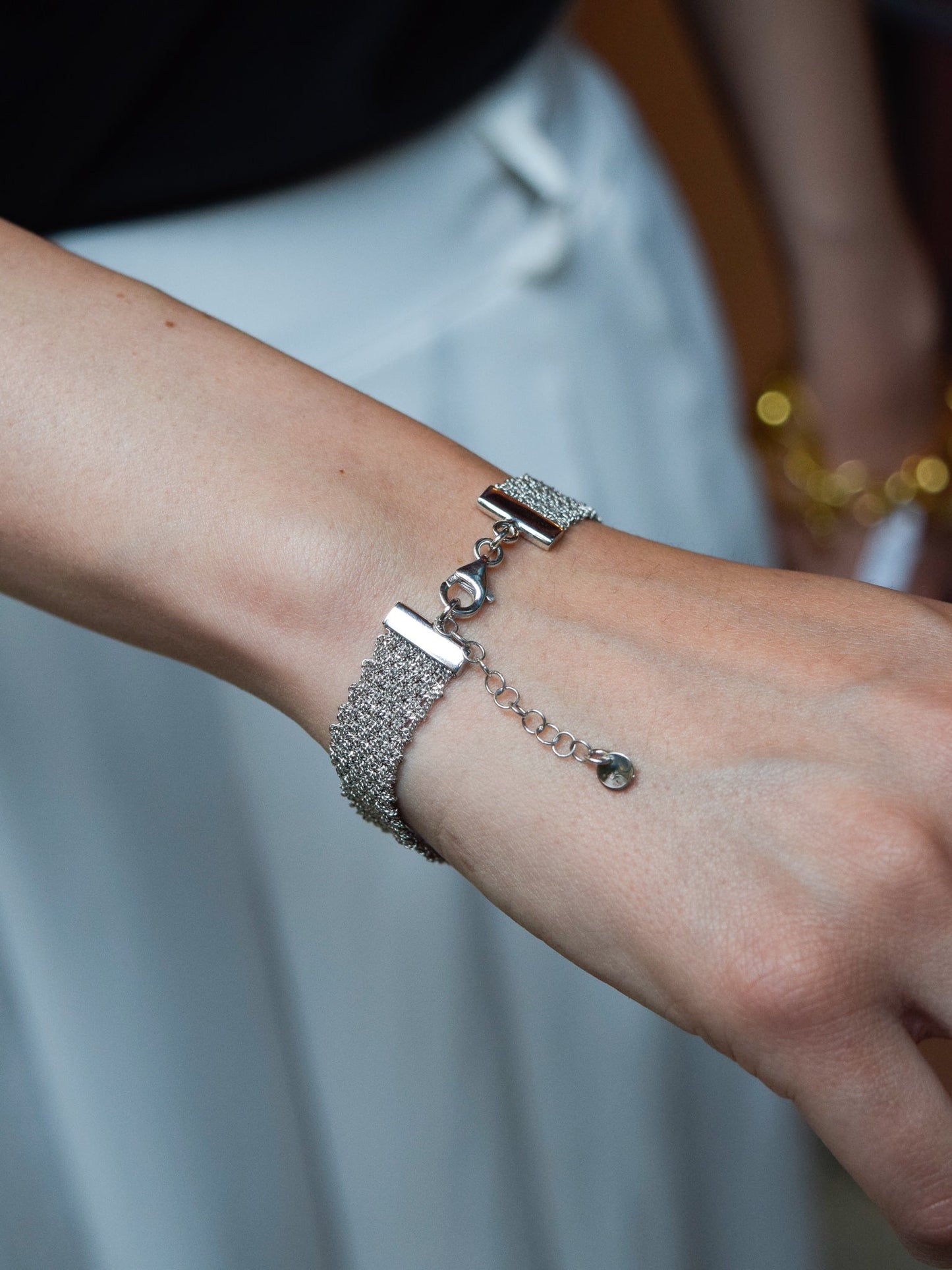 Bracciale fatto a mano argento 925 rodio 1 cm