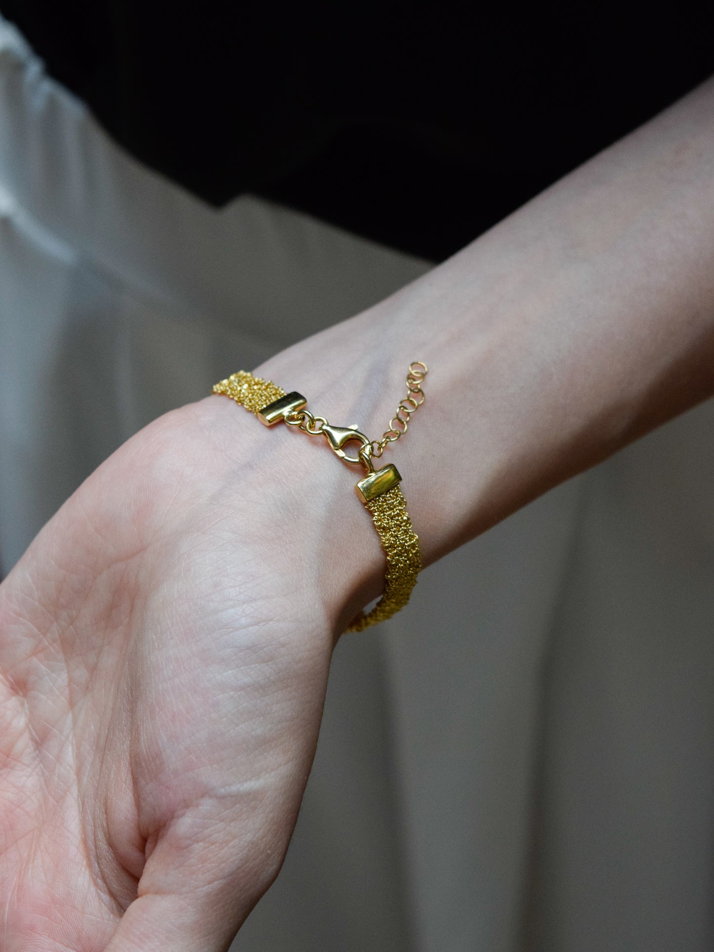 Bracciale fatto a mano in argento 925 placcato oro giallo 0,5 cm