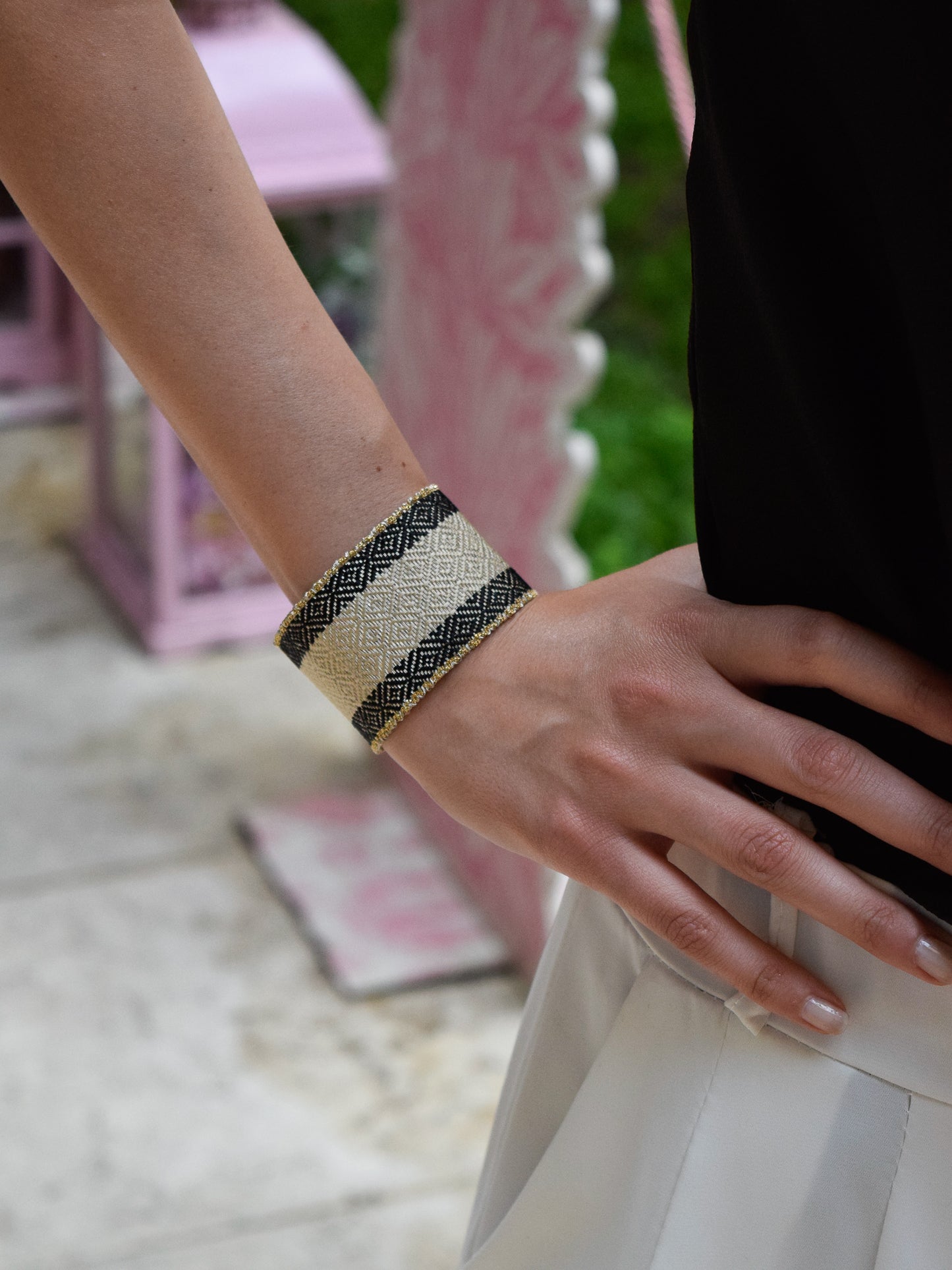 Bracciale fatto a mano Bianco e Nero