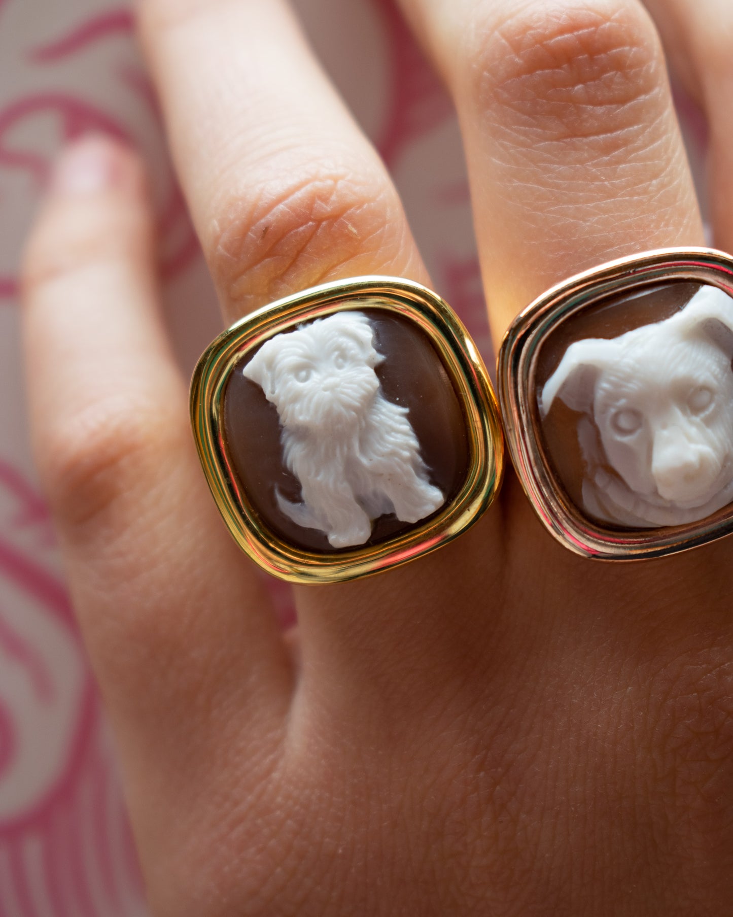 Anello Animali in Argento e Cammeo Personalizzato con incisione