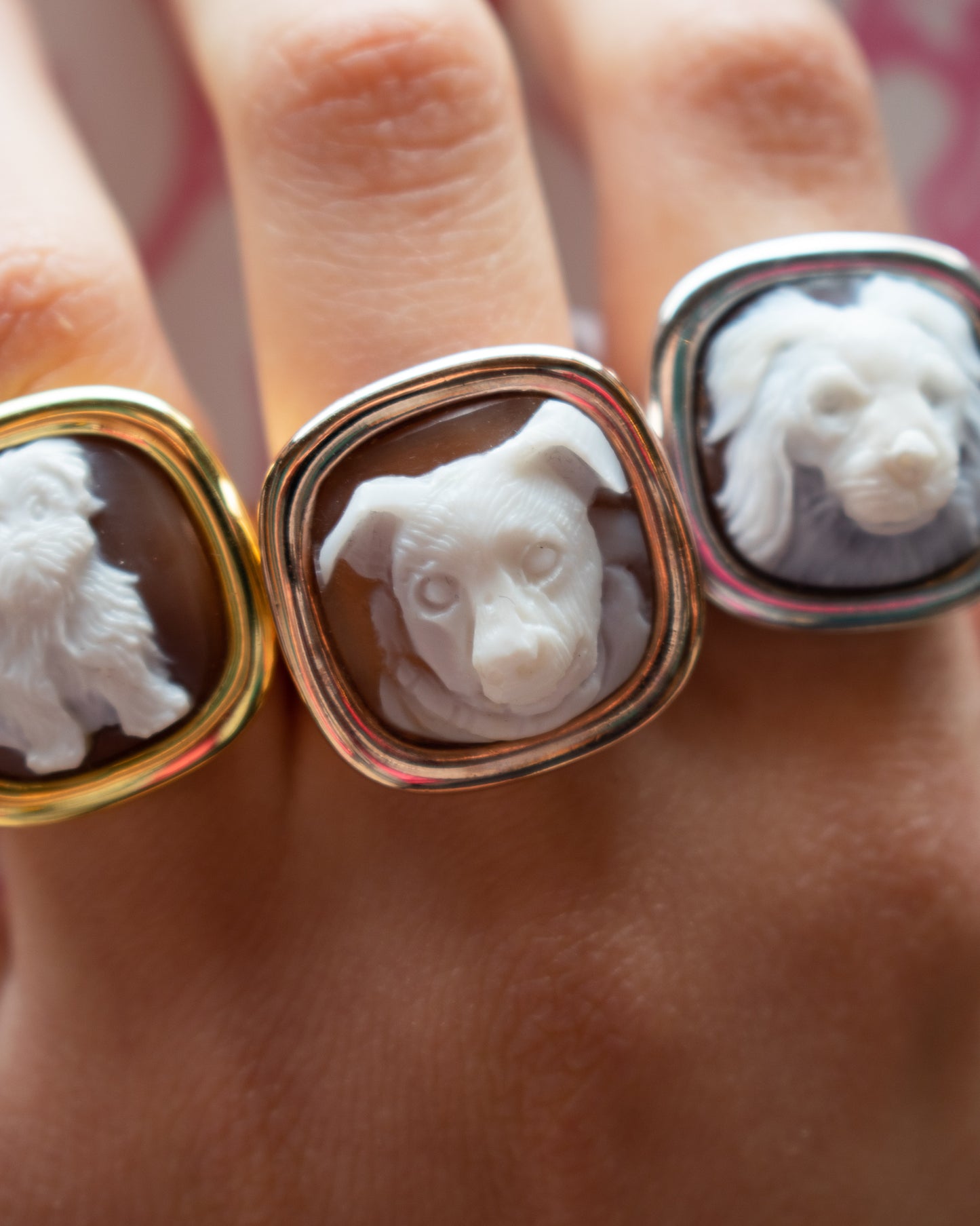 Anello Animali in Argento e Cammeo Personalizzato con incisione