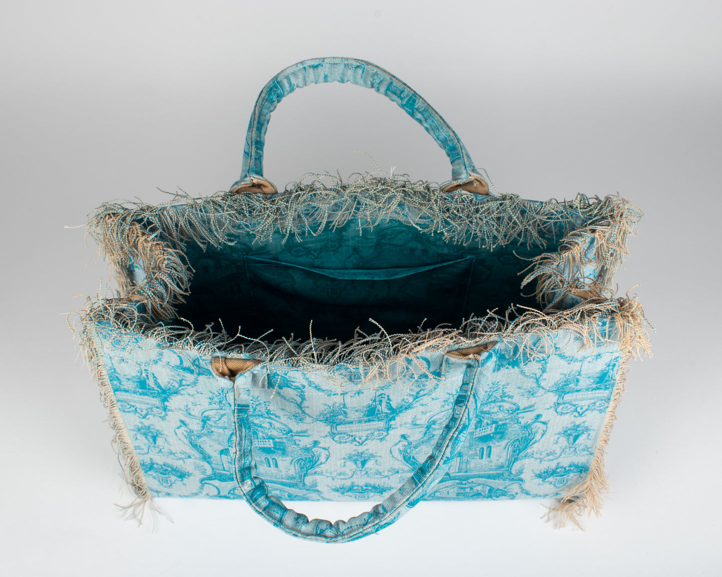 Borsa Tote Waterproof Celeste – Toile de Jouy Balcone