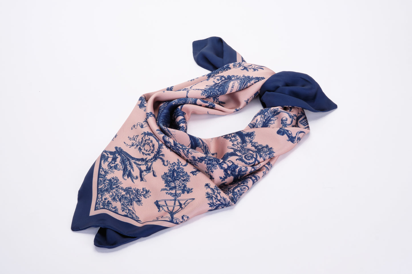 Foulard – Toile de Jouy Blu e Cipria