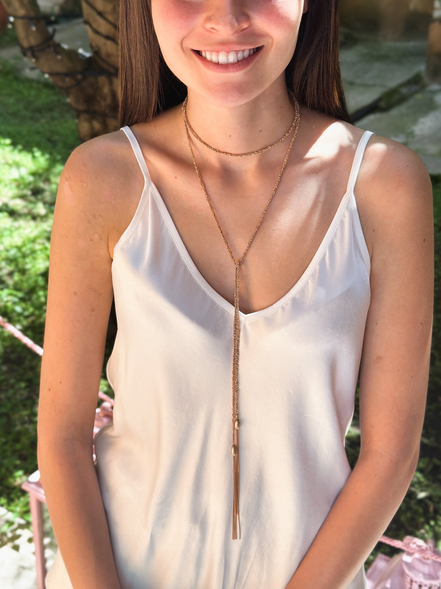 Collana fatta a mano in argento placcato oro rosa 18kt