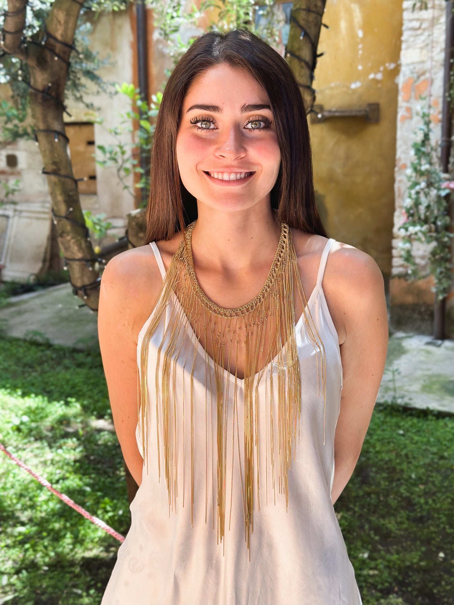 Collana Duchessa fatta a mano in argento placcato oro giallo 18kt