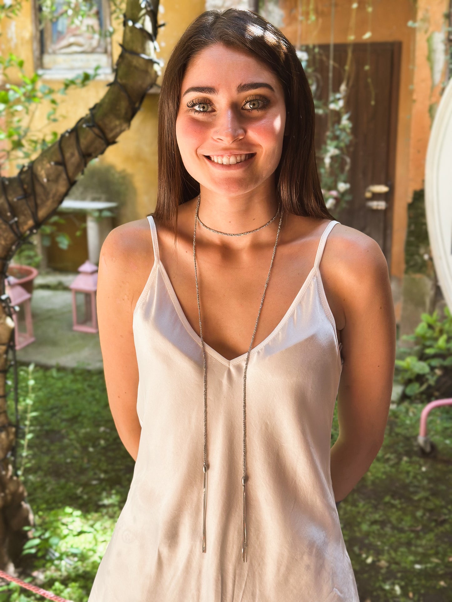 Collana fatta a mano in argento rodio