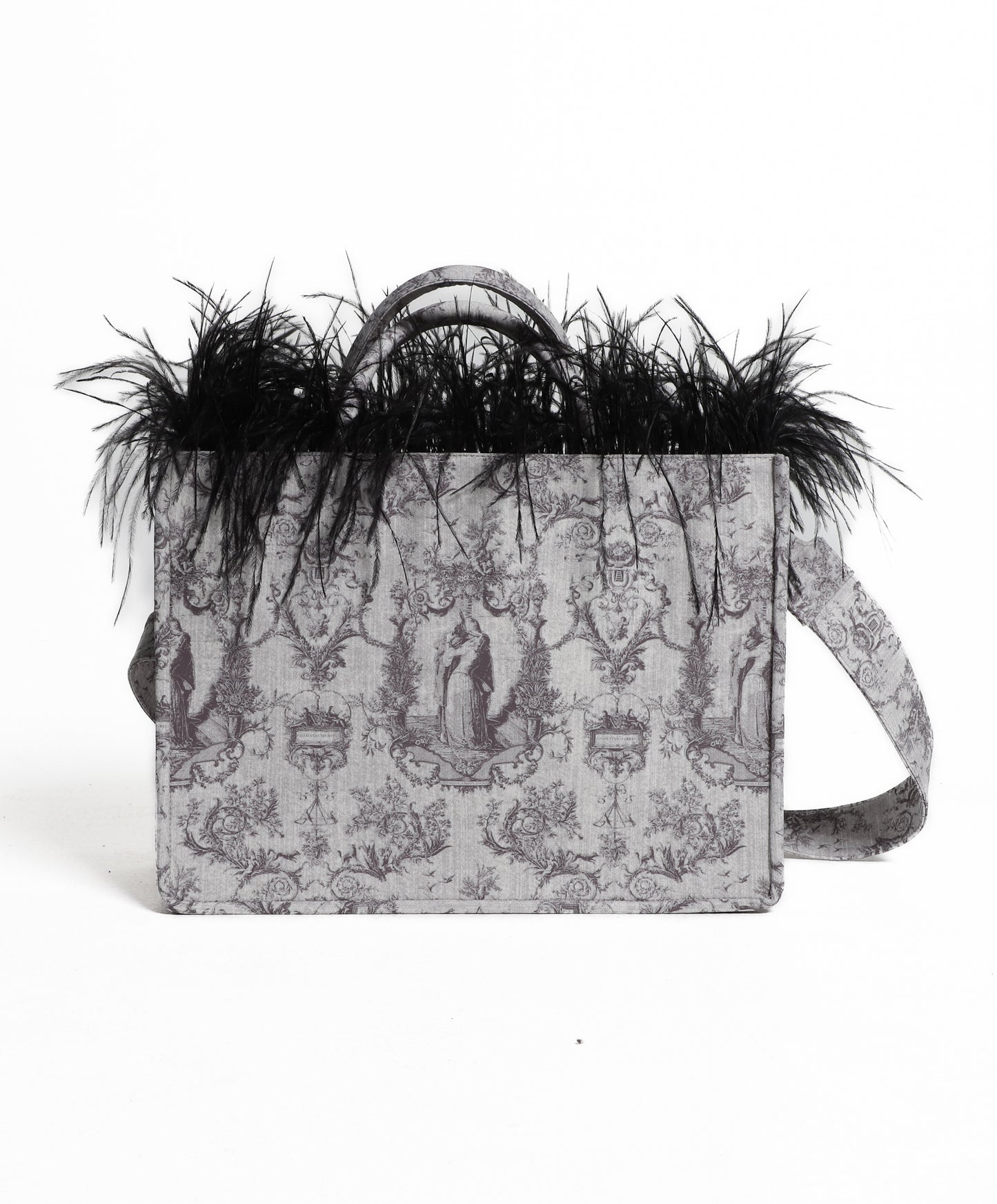 Borsa Tote – Toile de Jouy piume grigia