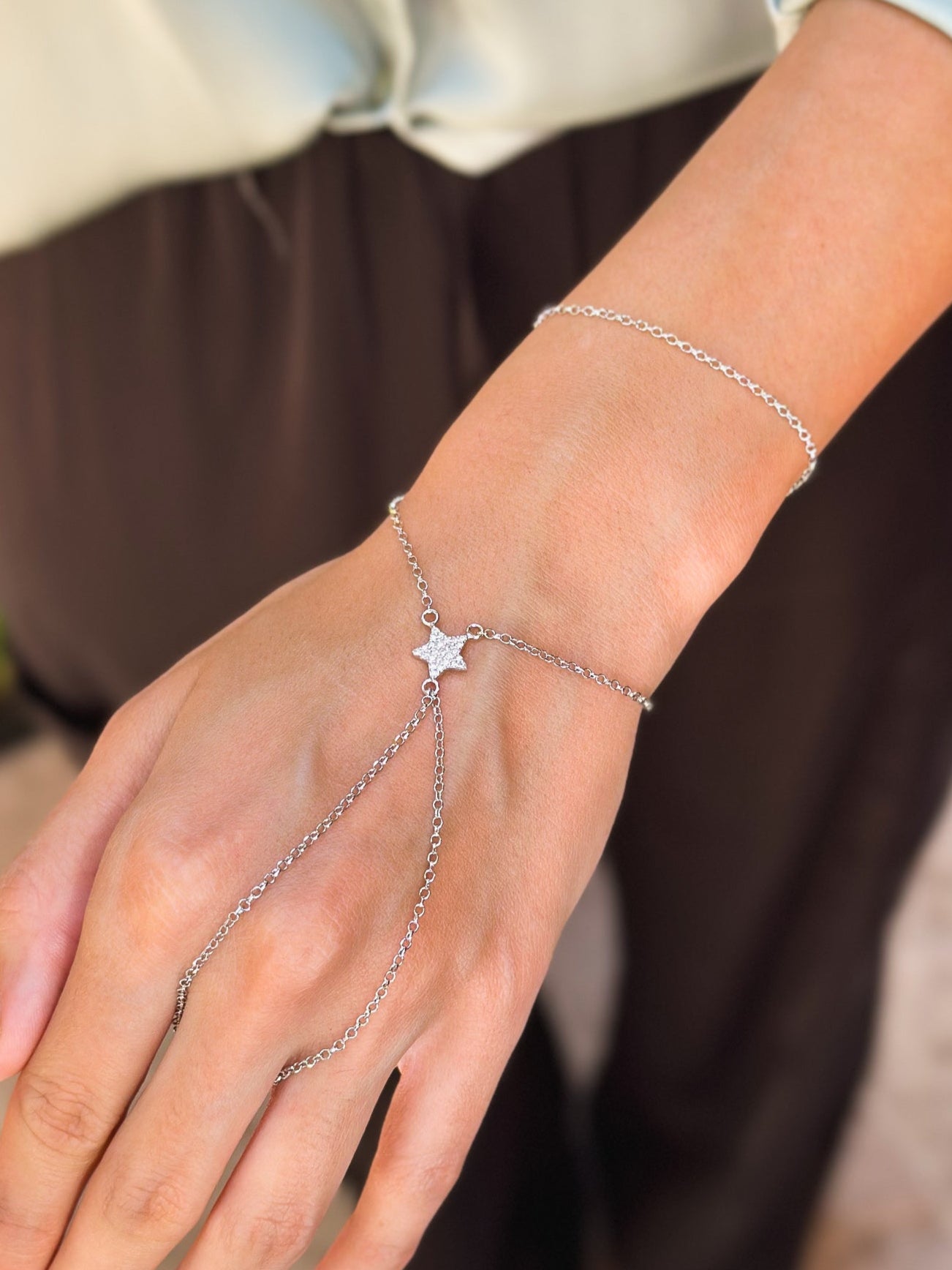 Baciamano in Argento rodio con Stella