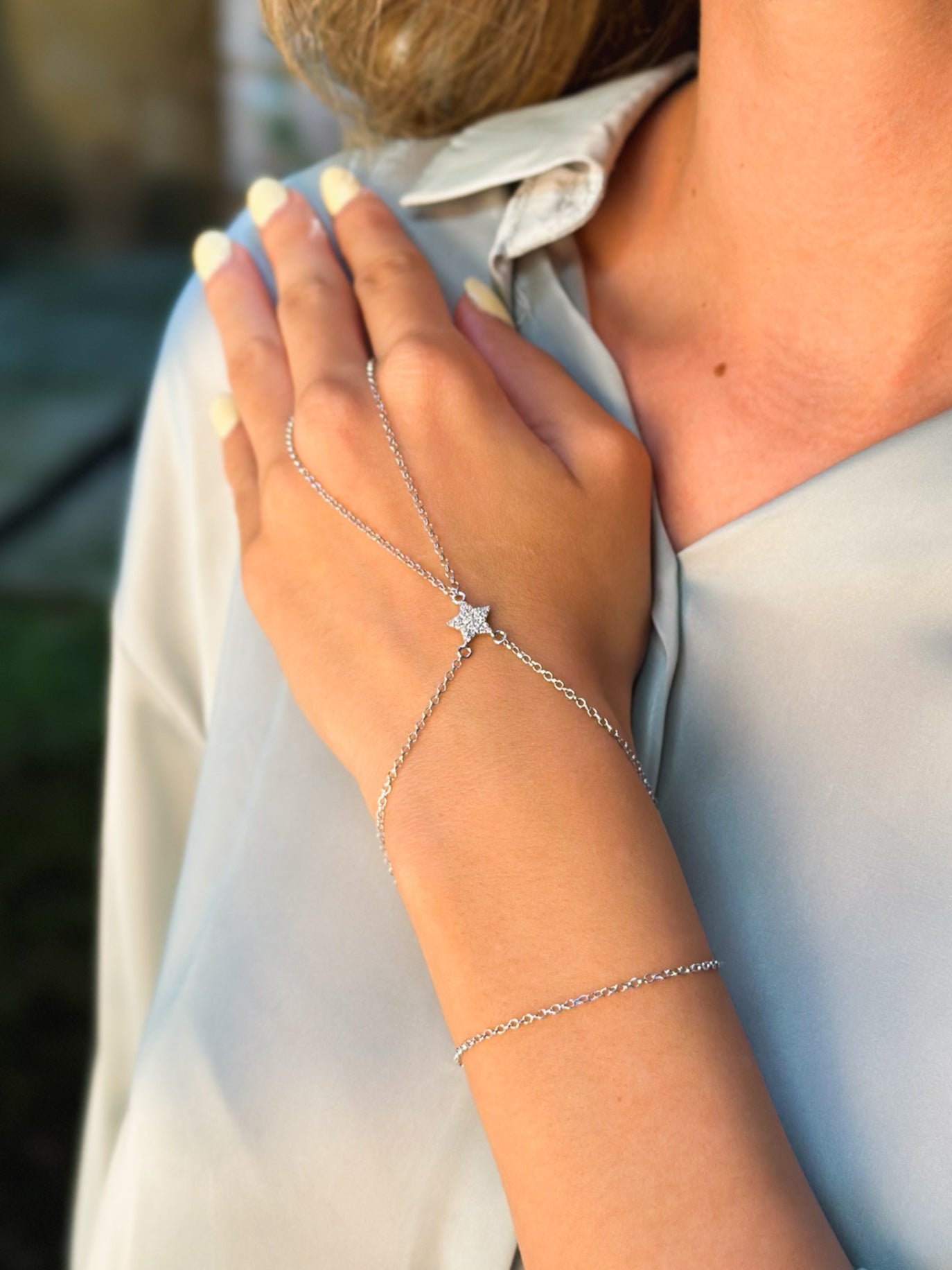Baciamano in Argento rodio con Stella