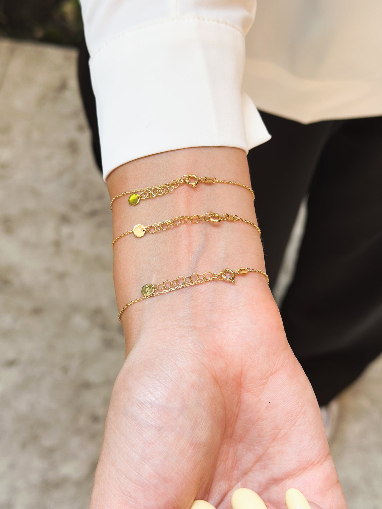 Bracciale in Oro 9kt con charms Stella, Cuore e Quadrifoglio