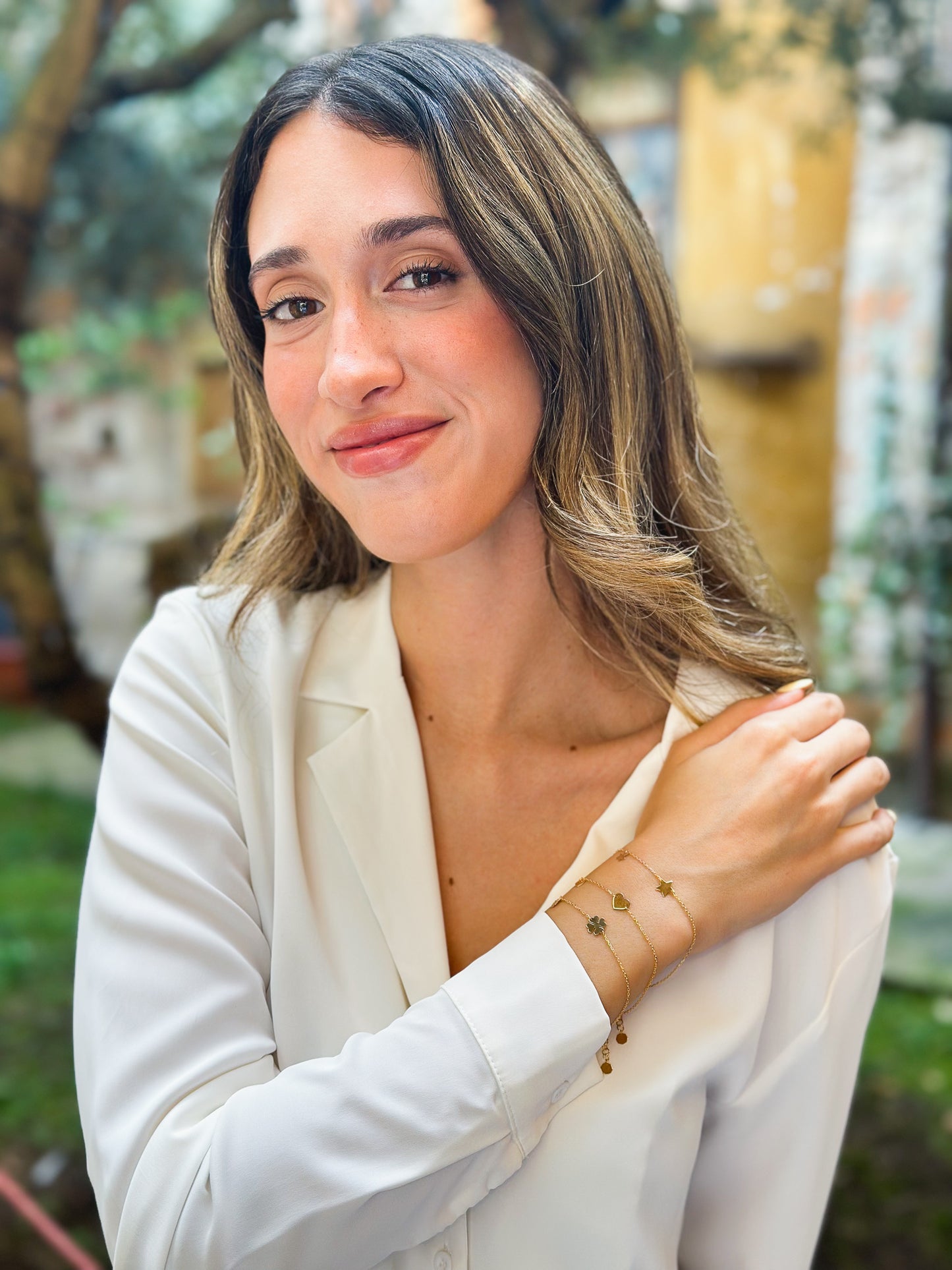 Bracciale in Oro 9kt con charms Stella, Cuore e Quadrifoglio