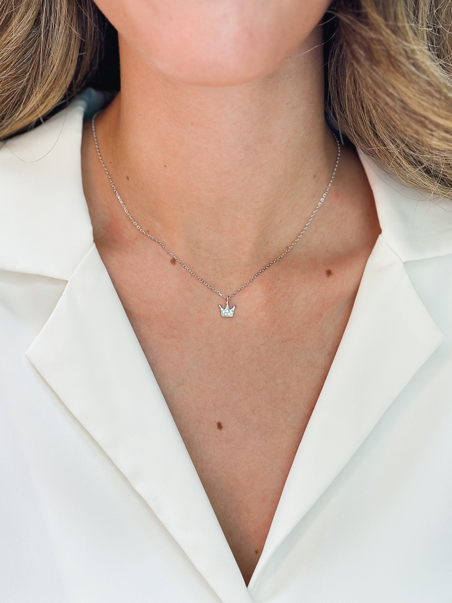 Girocollo Coroncina in Argento rodio