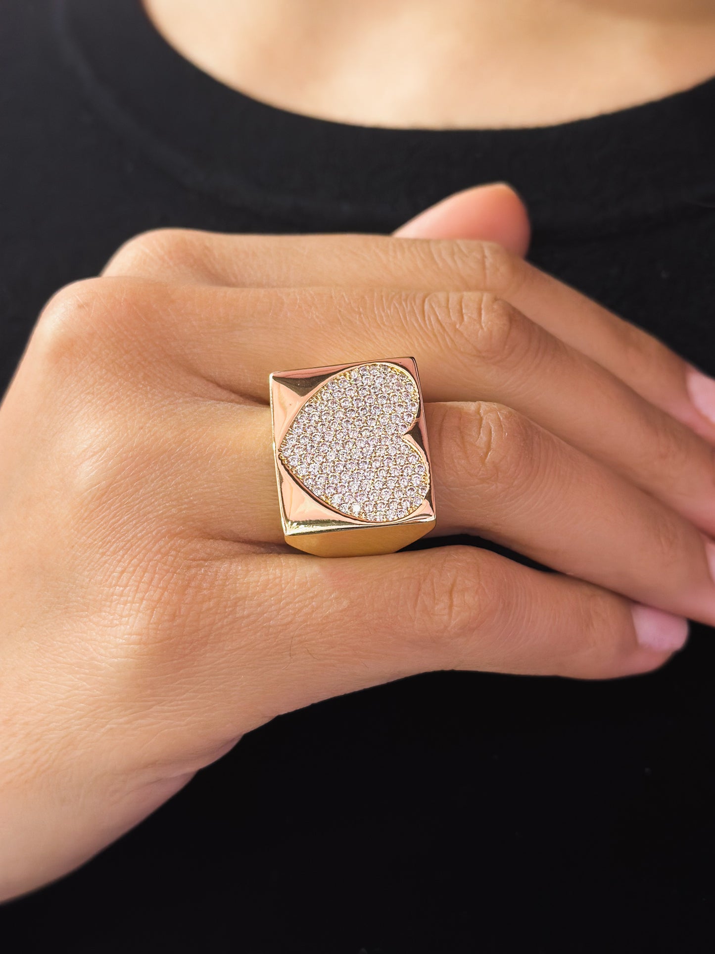 Anello Cuore in Brass placcato oro giallo 18kt