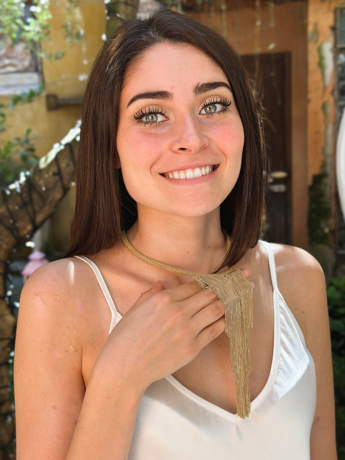 Collana Marchesa fatta a mano in argento placcato oro giallo 18kt