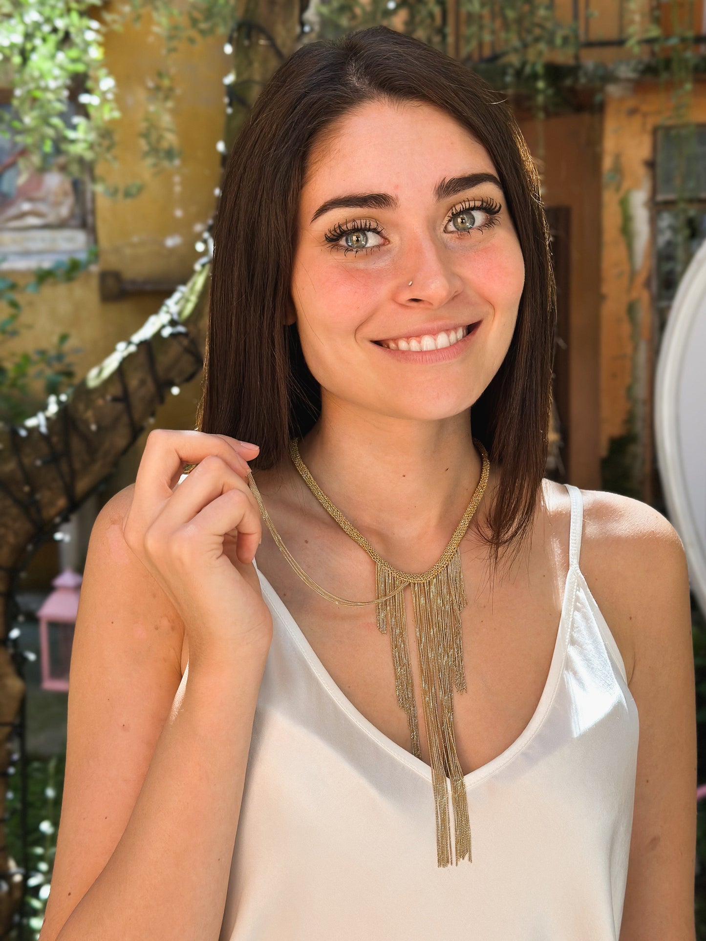 Collana Marchesa fatta a mano in argento placcato oro giallo 18kt