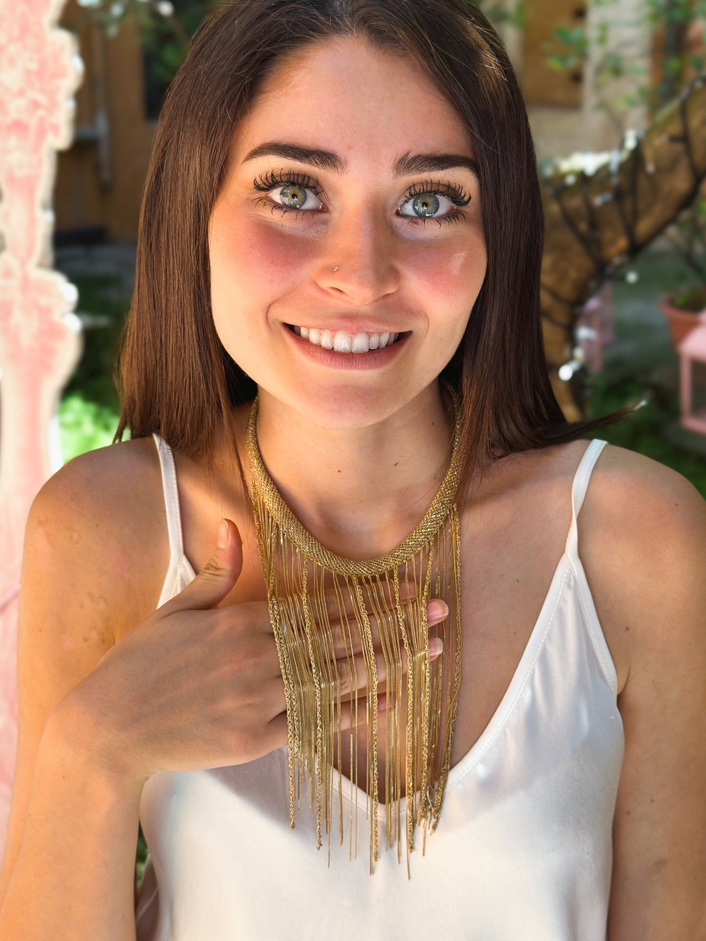 Collana Baronessa fatta a mano in argento placcato oro giallo 18kt