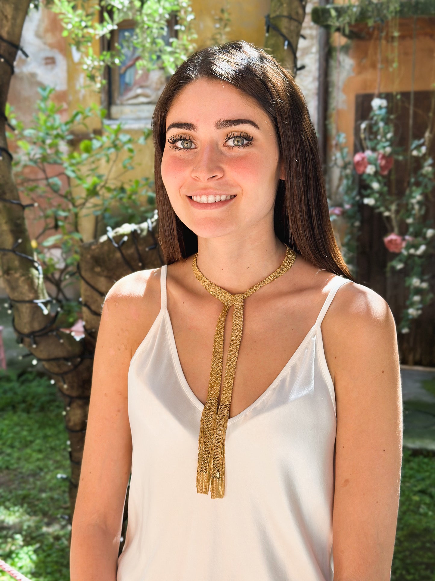 Collana Contessa fatta a mano in argento placcato oro giallo 18kt