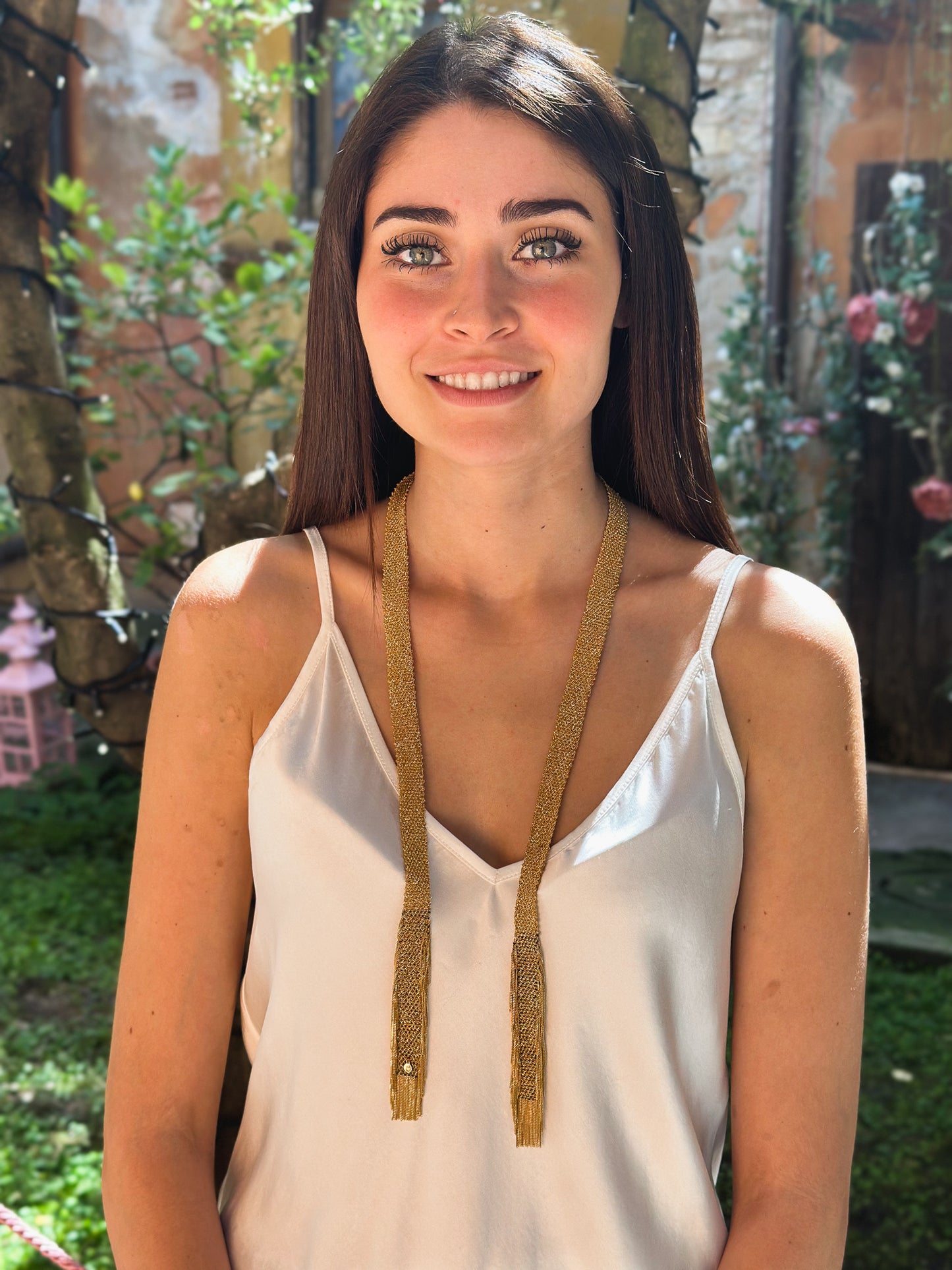 Collana Contessa fatta a mano in argento placcato oro giallo 18kt