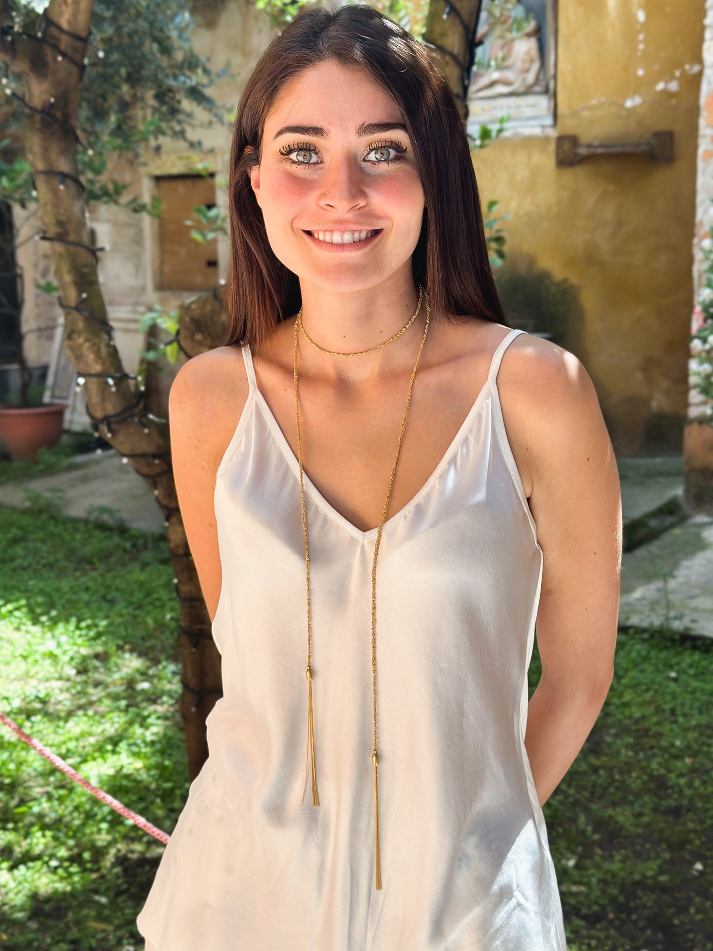 Collana fatta a mano in argento placcato oro giallo 18kt