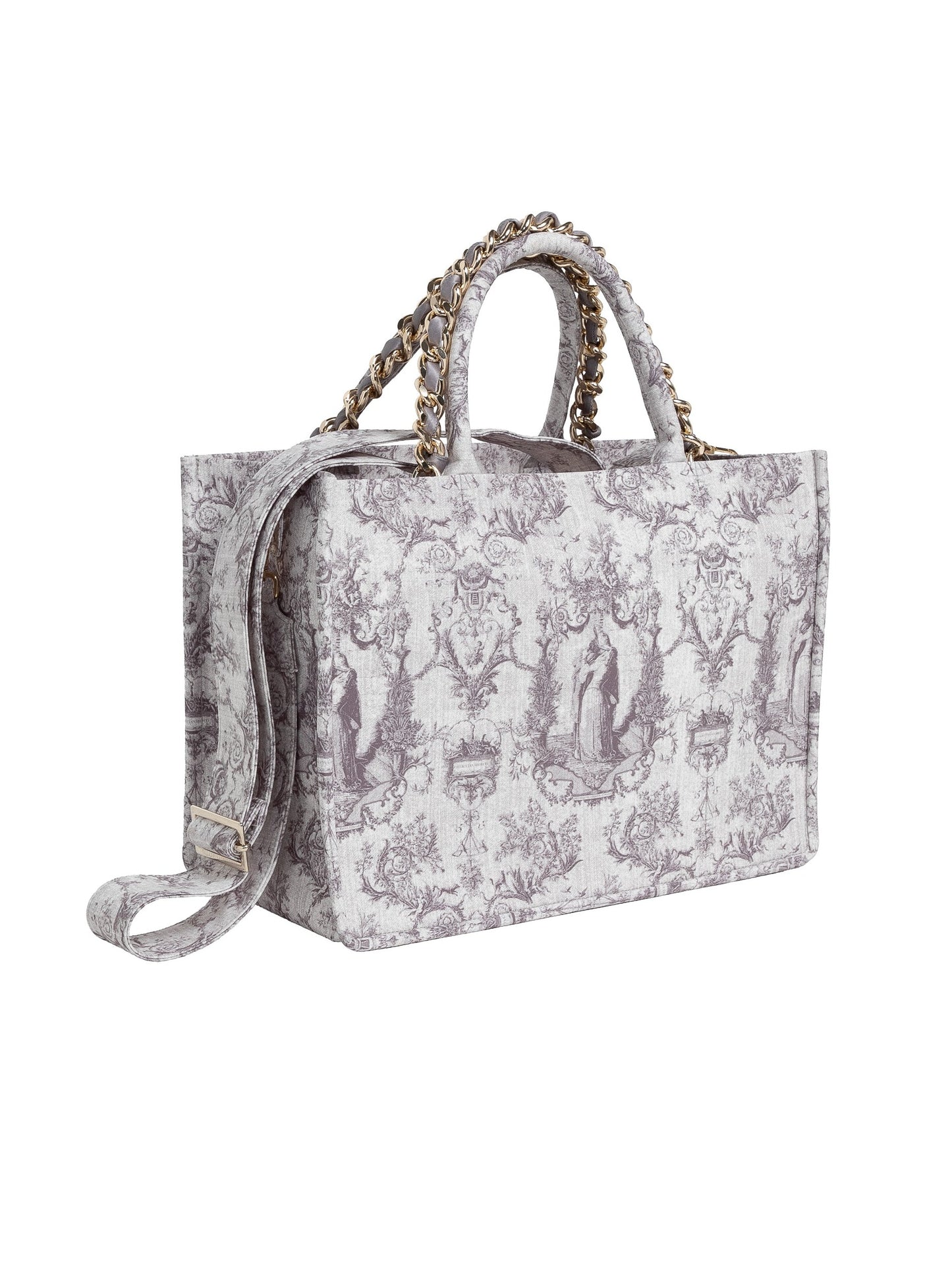 Borsa Tote – Toile de Jouy doppio manico grigia