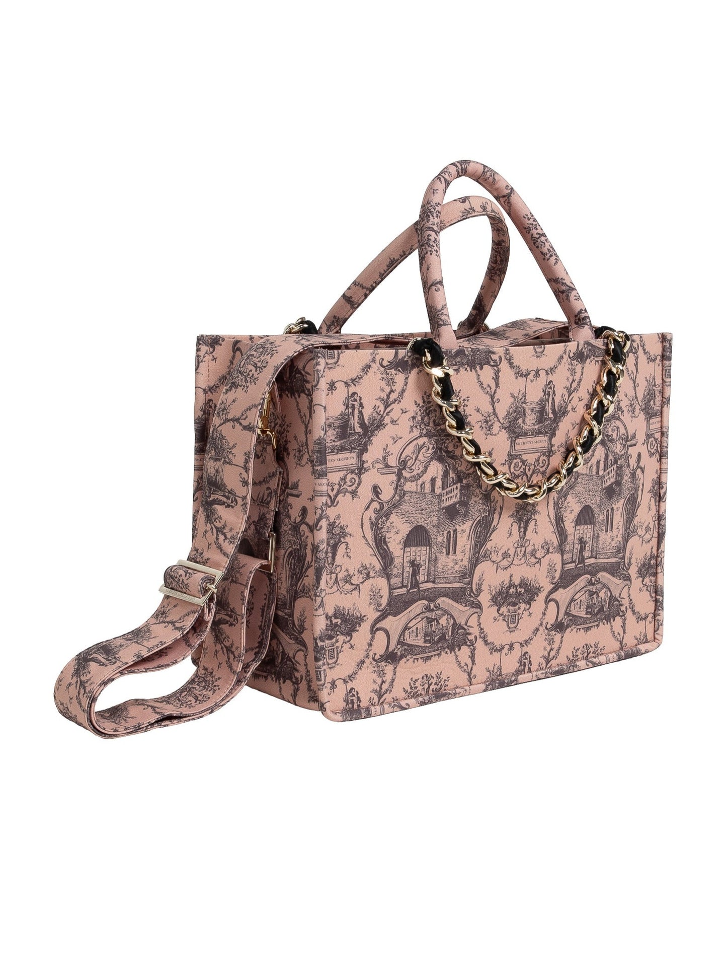 Borsa Tote – Toile de Jouy doppio manico beige