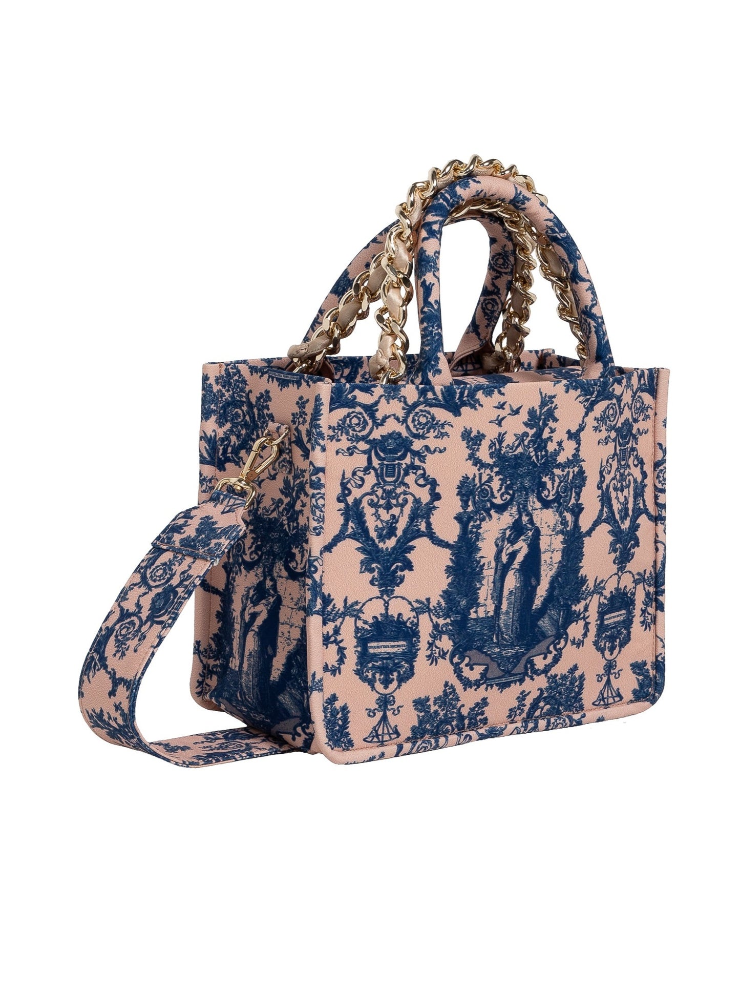 Borsa Petite – Toile de Jouy doppio manico blu