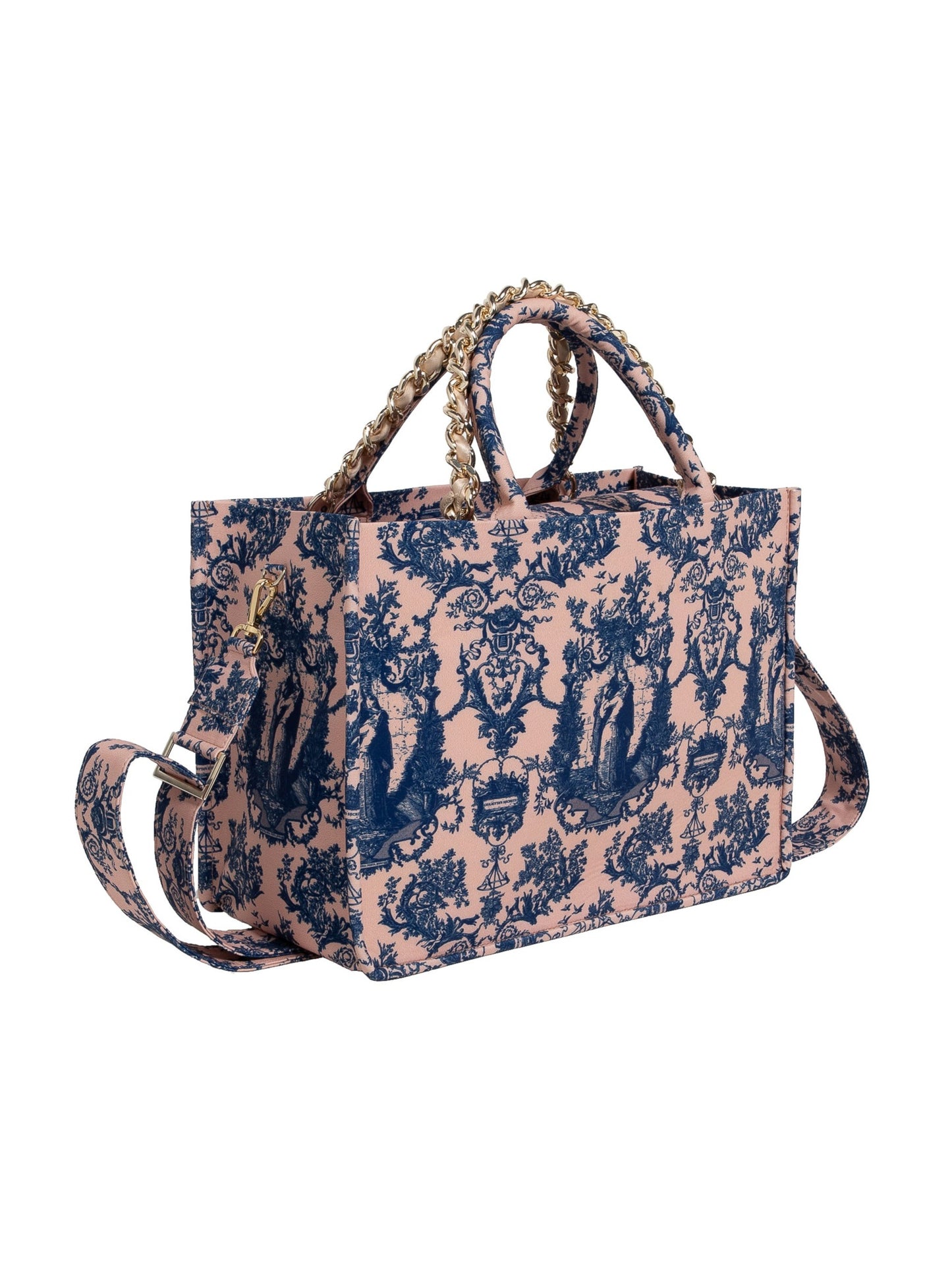 Borsa Tote – Toile de Jouy doppio manico blu
