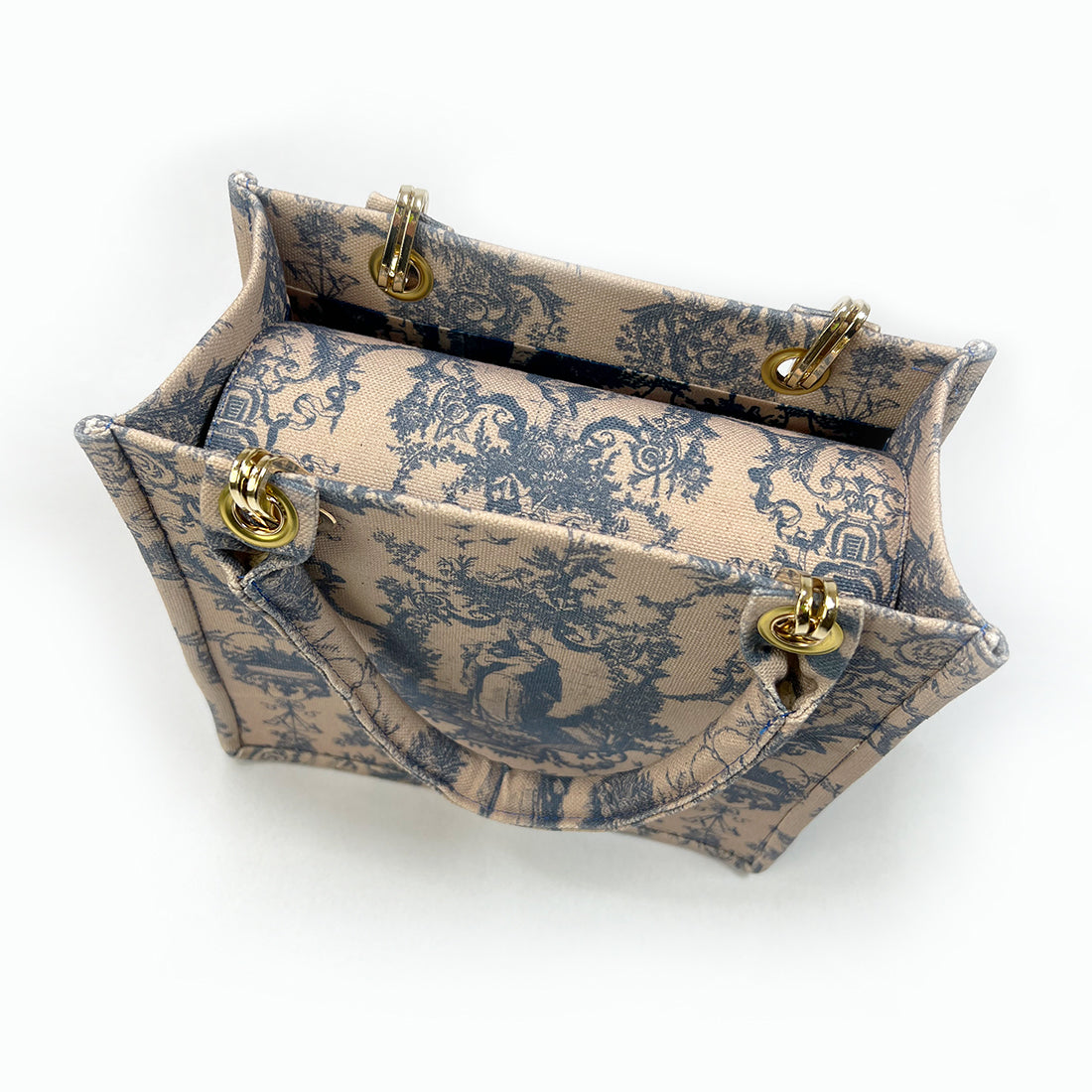 Borsa Petite – Toile de Jouy Bacio Beige e Blu