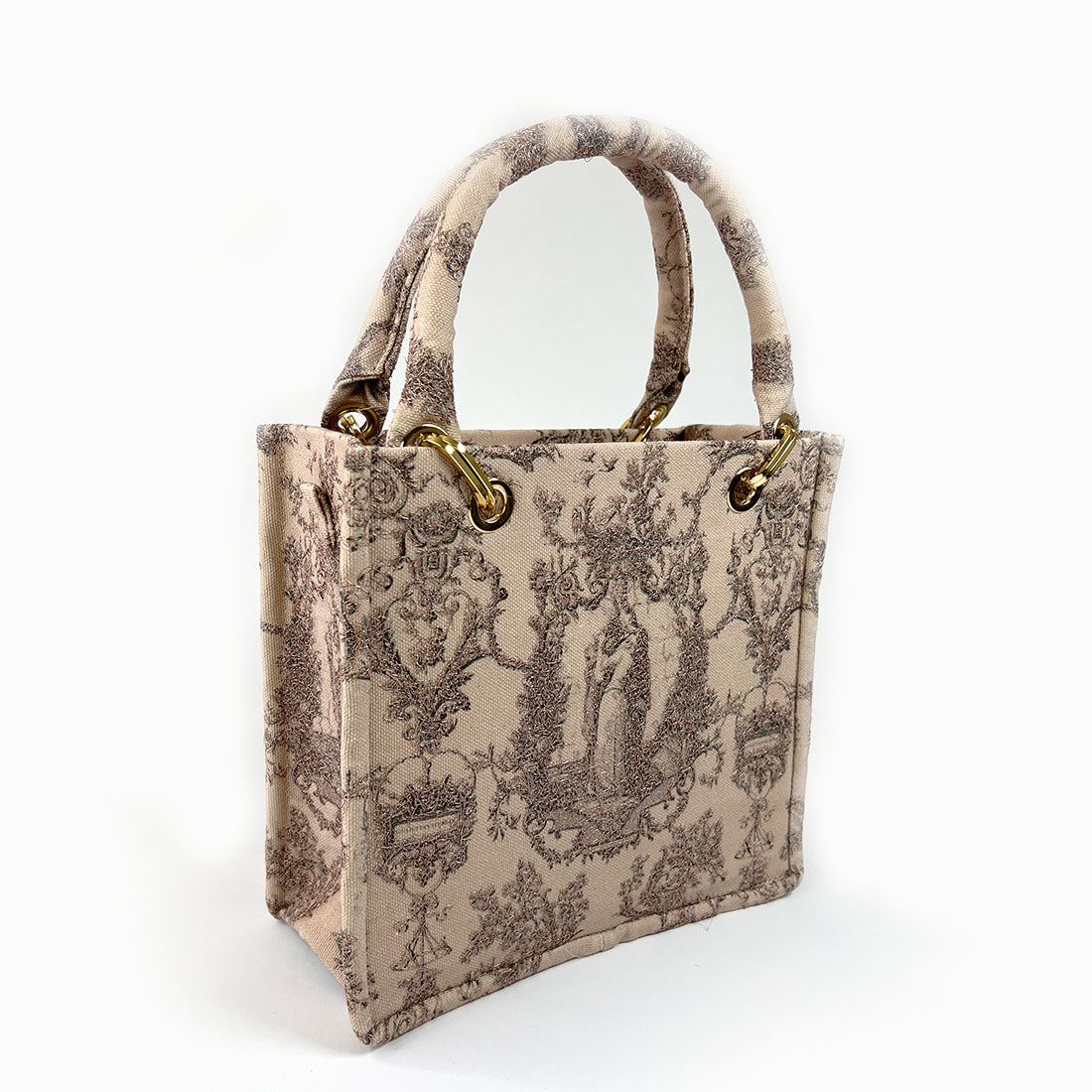 Borsa Petite – Toile de Jouy Bacio Beige con Ricamo Lurex color Rame