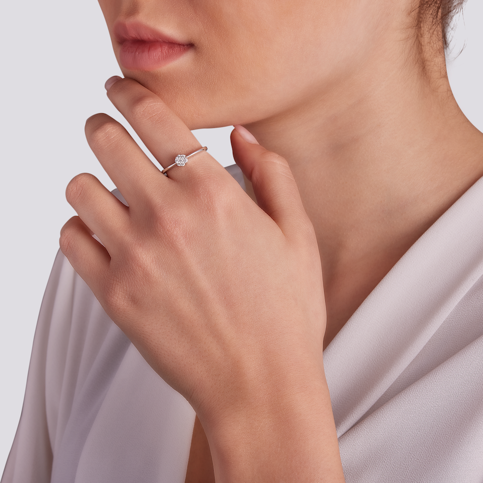 Anello Invisible Diamanti 0,11ct