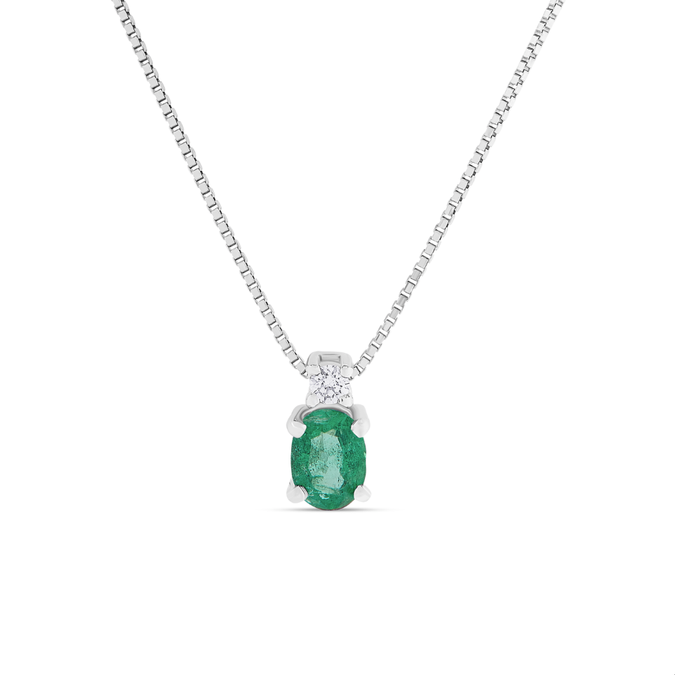 Collana Smeraldo 0,15ct e Diamanti 0,02ct