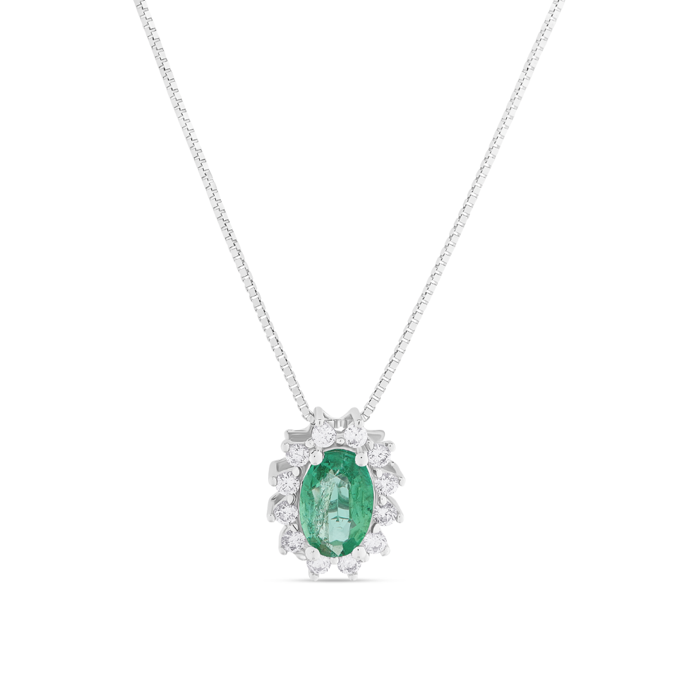 Collana Smeraldo 0,42ct e Diamanti 0,10ct