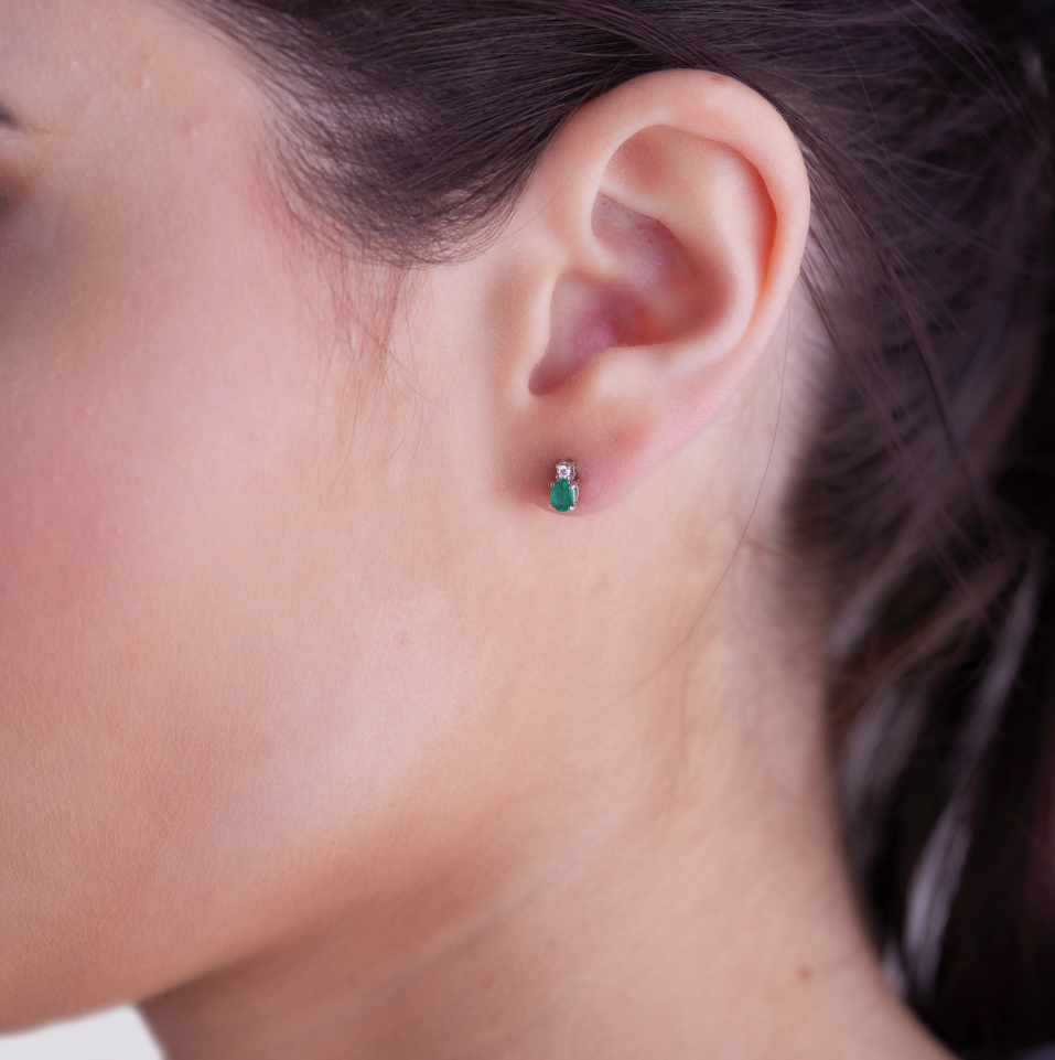 Orecchini Smeraldi 0,30ct e Diamanti 0,04ct